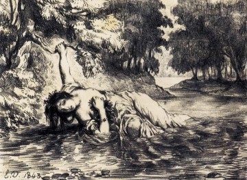 オフィーリアの死 ロマンティック・ウジェーヌ・ドラクロワ Oil Paintings